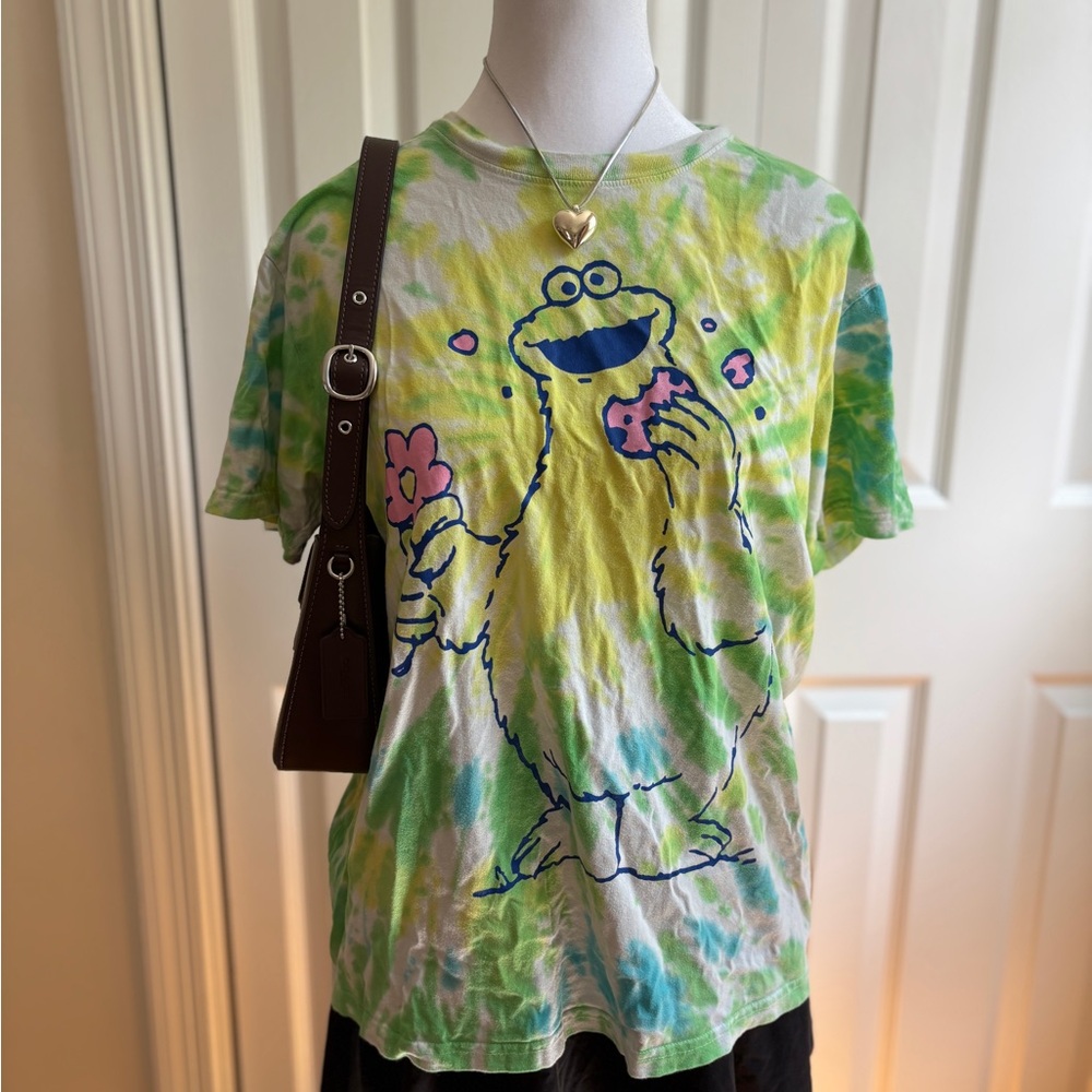 Sesame Street Green and Yellow Cookie Monster Tee